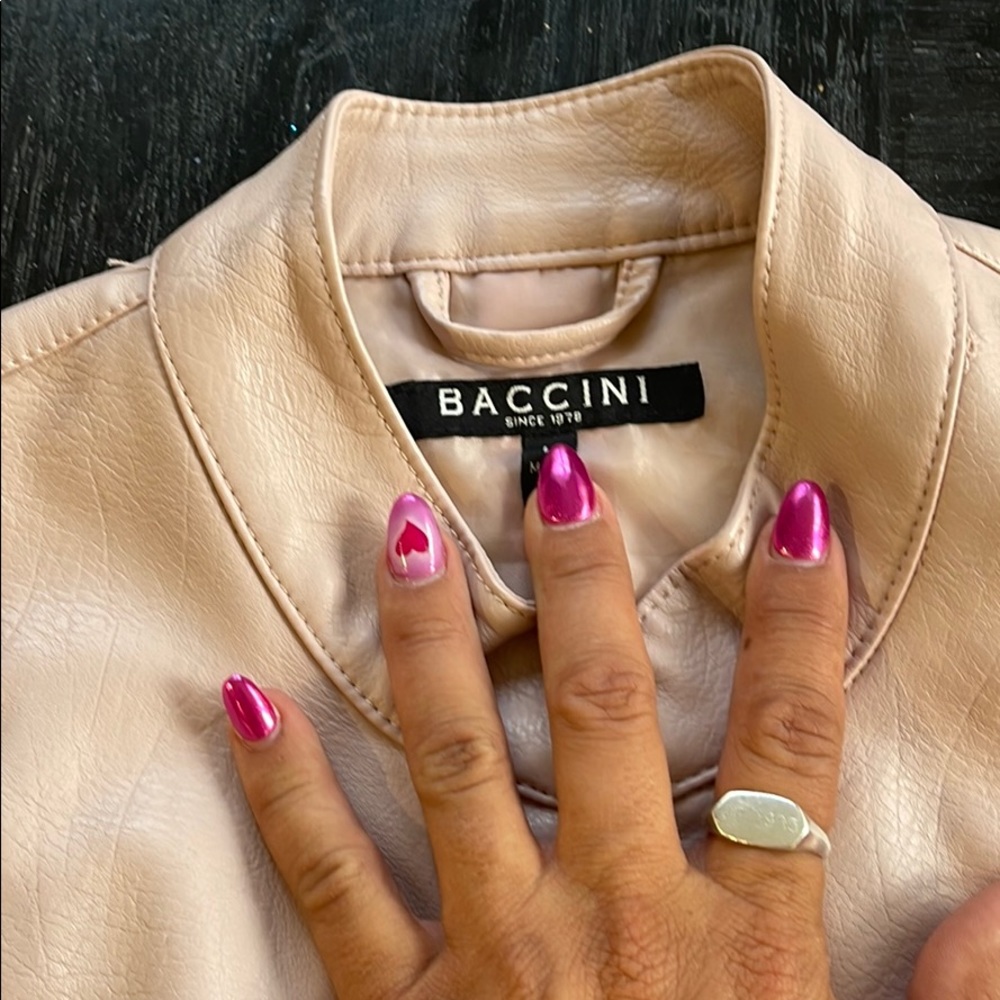 Pale Pink light weight faux leather coat